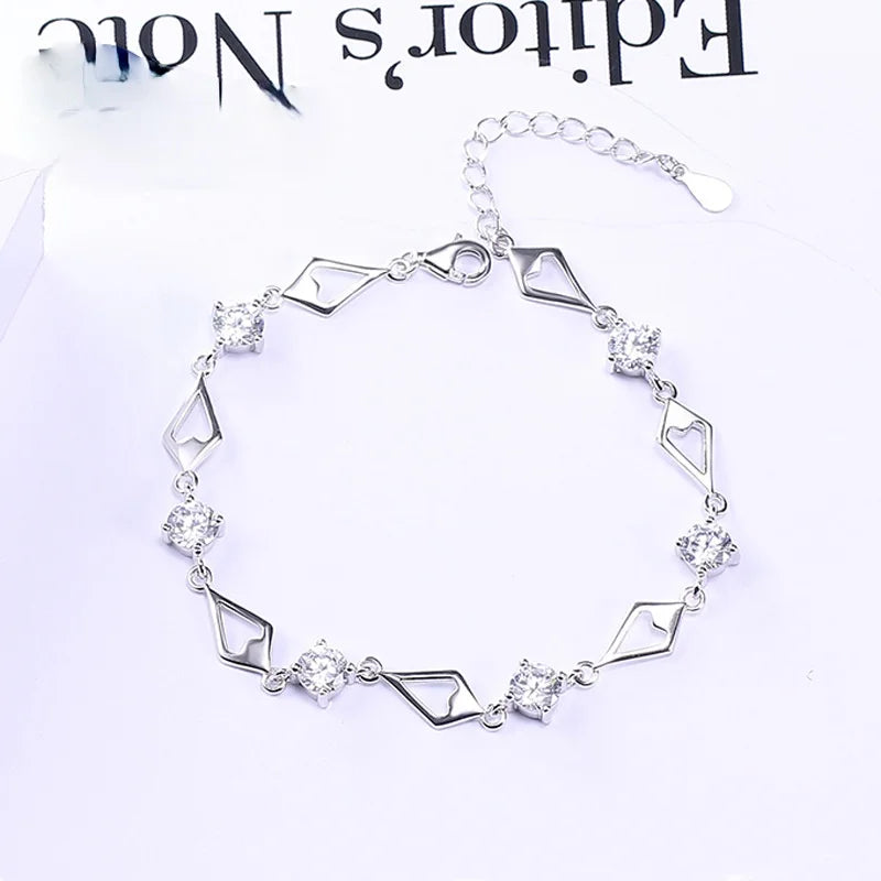 Sterling Silver Zircon Chain Ladies Necklace