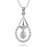 Sterling Silver Water-Drop Pendant Necklace with CZ