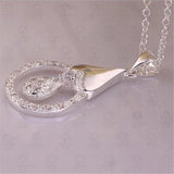 Sterling Silver Water-Drop Pendant Necklace with CZ