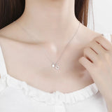 Sterling Silver U Letter Necklace Inlaid Zircon Clavicle Chain