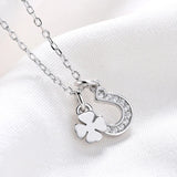 Sterling Silver U Letter Necklace Inlaid Zircon Clavicle Chain