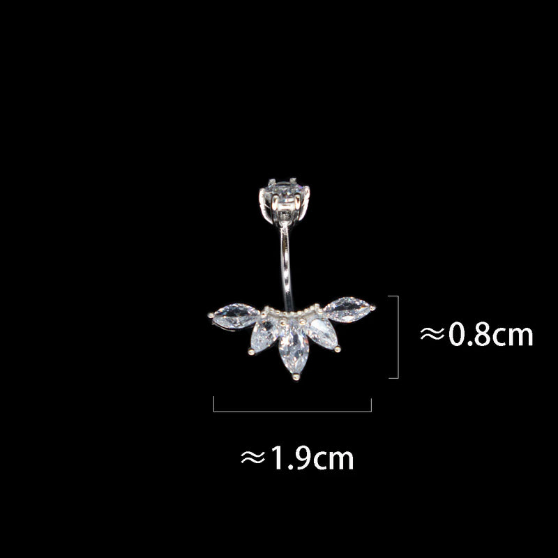 925 Silver Belly Button Piercing Maple Leaf Belly Bar Ring