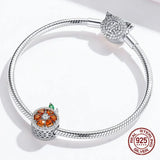 Sterling Silver Red Zircon Grapefruit Beads Bangle Charm Bracelet Necklace