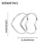 925 Silver Sapphire Zircon Stud Earrings, Hot Feather Heart Hoop Jewelry
