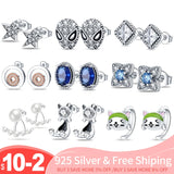 925 Silver Sapphire Zircon Stud Earrings Hot Feather Heart Hoop Earring