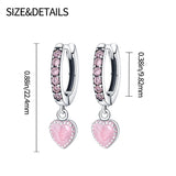 925 Silver Sapphire Zircon Stud Earrings, Hot Feather Heart Hoop Jewelry