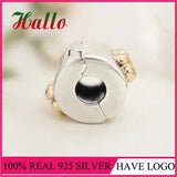 Sterling Silver Charm Clip Beads for Bracelet 925 Women Jewelry Feather Pendant