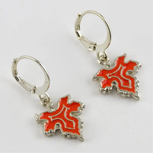 Sterling Silver Leaf Cabochon Earrings