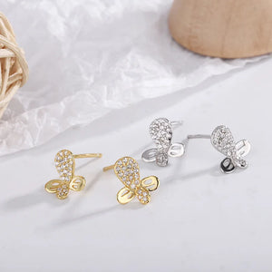 Sterling Silver Geometric Earrings with Micro-Diamonds