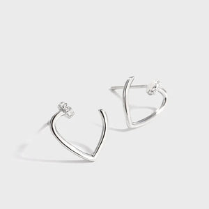 Sterling Silver Geometric Earrings with Micro-Diamonds