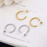 Geometric Beaded Twill Earrings Niche Silver Jewelry