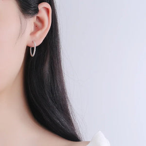 Geometric Beaded Twill Earrings Niche Silver Jewelry