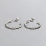 Geometric Beaded Twill Earrings Niche Silver Jewelry