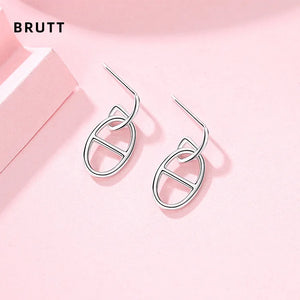 S925 Sterling Silver Pig Nose Earrings All-match Student Jewelry