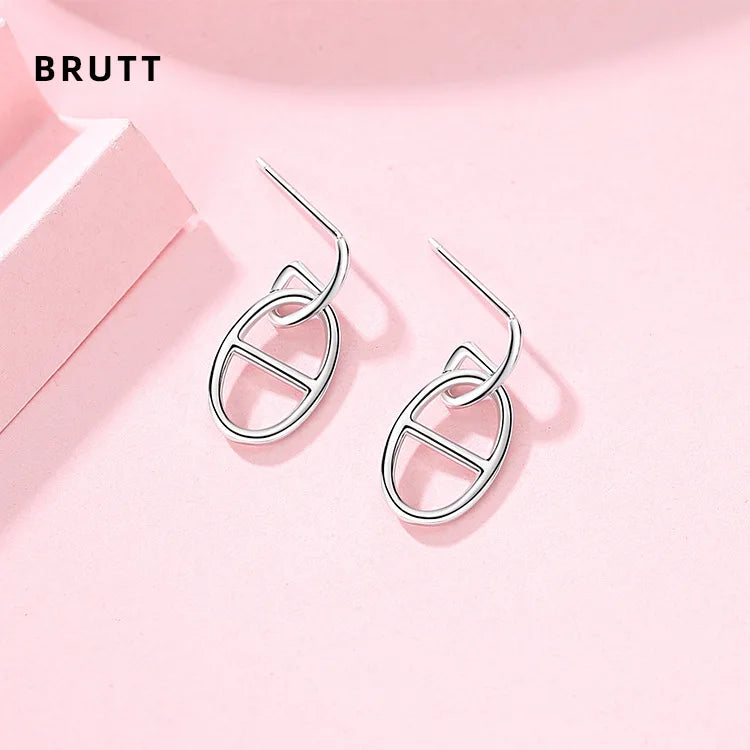 S925 Sterling Silver Pig Nose Earrings All-match Student Jewelry