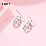S925 Sterling Silver Pig Nose Earrings All-match Student Jewelry