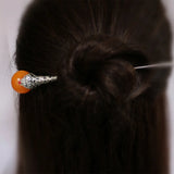 Vintage S925 Palace Round Honey Wax Hairpin Hanfu Accessories Tiara