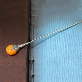 Vintage S925 Palace Round Honey Wax Hairpin Hanfu Accessories Tiara