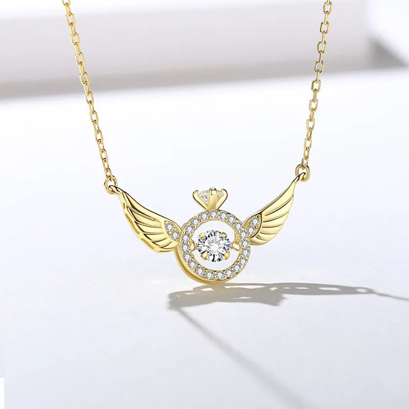 S925 Angel Wings Smart Collarbone Necklace Female Niche High-End All-Match