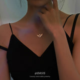 S925 Angel Wings Smart Collarbone Necklace Female Niche High-End All-Match