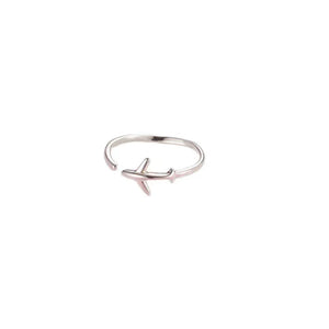 Sterling Silver Airplane Ladies Ring Necklace