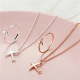 Sterling Silver Airplane Ladies Ring Necklace