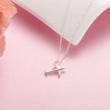 Sterling Silver Airplane Ladies Ring Necklace