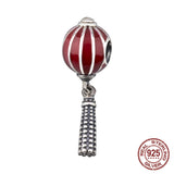 S925 Sterling Silver Balloon Rainbow Castle Beaded Bracelet Pendant