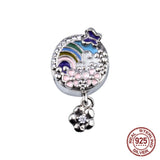 S925 Sterling Silver Balloon Rainbow Castle Beaded Bracelet Pendant