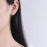 Sterling Silver Heart-shaped Hollow Earrings for Women