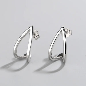 Sterling Silver Heart-shaped Hollow Earrings for Women