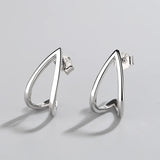 Sterling Silver Heart-shaped Hollow Earrings for Women