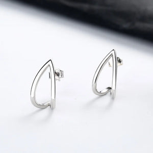 Sterling Silver Heart-shaped Hollow Earrings for Women