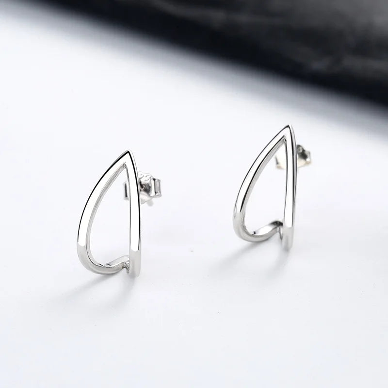 Sterling Silver Heart-shaped Hollow Earrings for Women