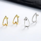 Sterling Silver Heart-shaped Hollow Earrings for Women