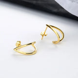 Sterling Silver Heart-shaped Hollow Earrings for Women