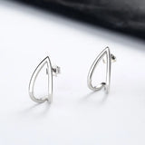 Sterling Silver Heart-shaped Hollow Earrings for Women
