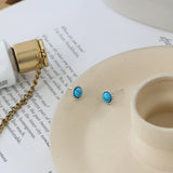 Turquoise Shell Earrings Silver Minimalist Jewelry
