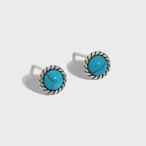 Turquoise Shell Earrings Silver Minimalist Jewelry