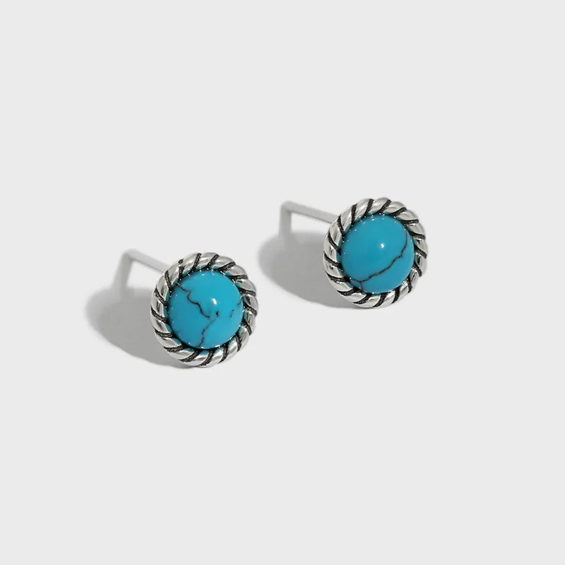 Turquoise Shell Earrings Silver Minimalist Jewelry