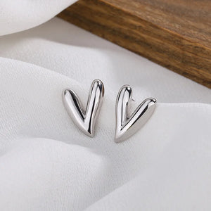 Irregular Love Sterling Silver Earrings, All-Match Student Earrings