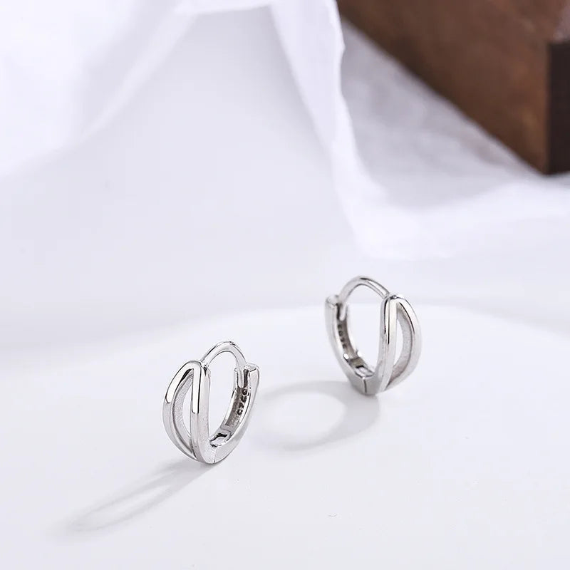 Sterling Silver Circle Earrings All-Match Student Ear Jewelry