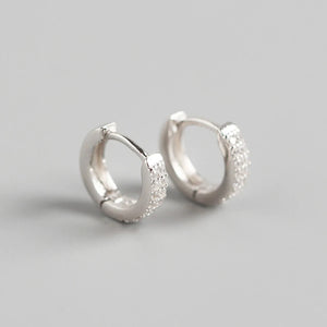 Sparkly Small Hoop Earrings Lab Diamond 925 8mm