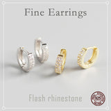Sparkly Small Hoop Earrings Lab Diamond 925 8mm