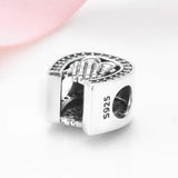 S925 Silver Inlaid Zircon U Letter Beads Bracelet DIY Accessories