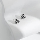 Sterling Silver Retro Earrings Minimalist Geometric Shape Thai Silver