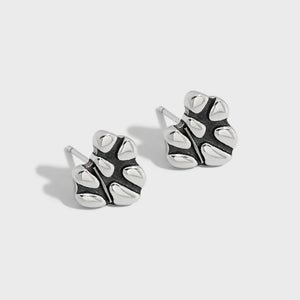 Sterling Silver Retro Earrings Minimalist Geometric Shape Thai Silver