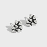 Sterling Silver Retro Earrings Minimalist Geometric Shape Thai Silver