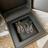 French Brand Sterling Silver Stud Earrings with Moving Stones