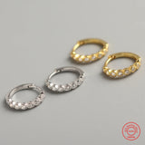 Sterling Silver 925 Small Huggie Circle Hoop Earrings with Crystals for Women